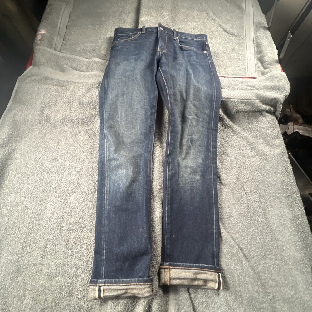 Uniqlo Kaihara Selvedge‎ Jeans 5 Pocket Straight Leg Dark Blue Men's Size 32x32